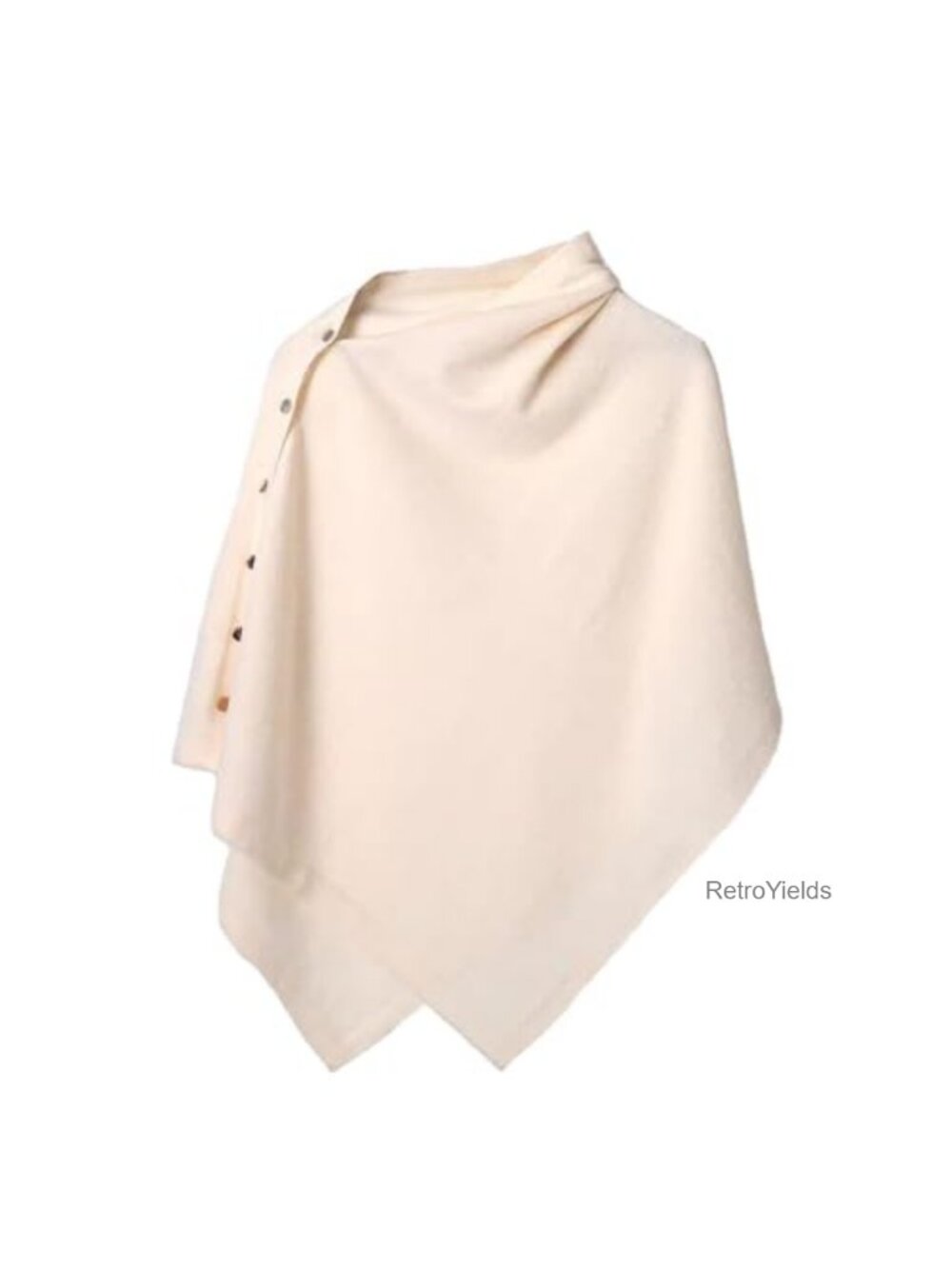 Knitted Shawl Poncho Sweater Cape with Buttons Lightweight Wrap